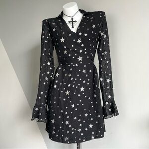 Black Starry Wrap Dress